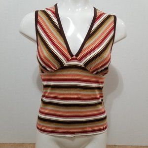Self Esteem top Large NWT sleeveless retro earth tone striped VINTAGE Y2K cotton
